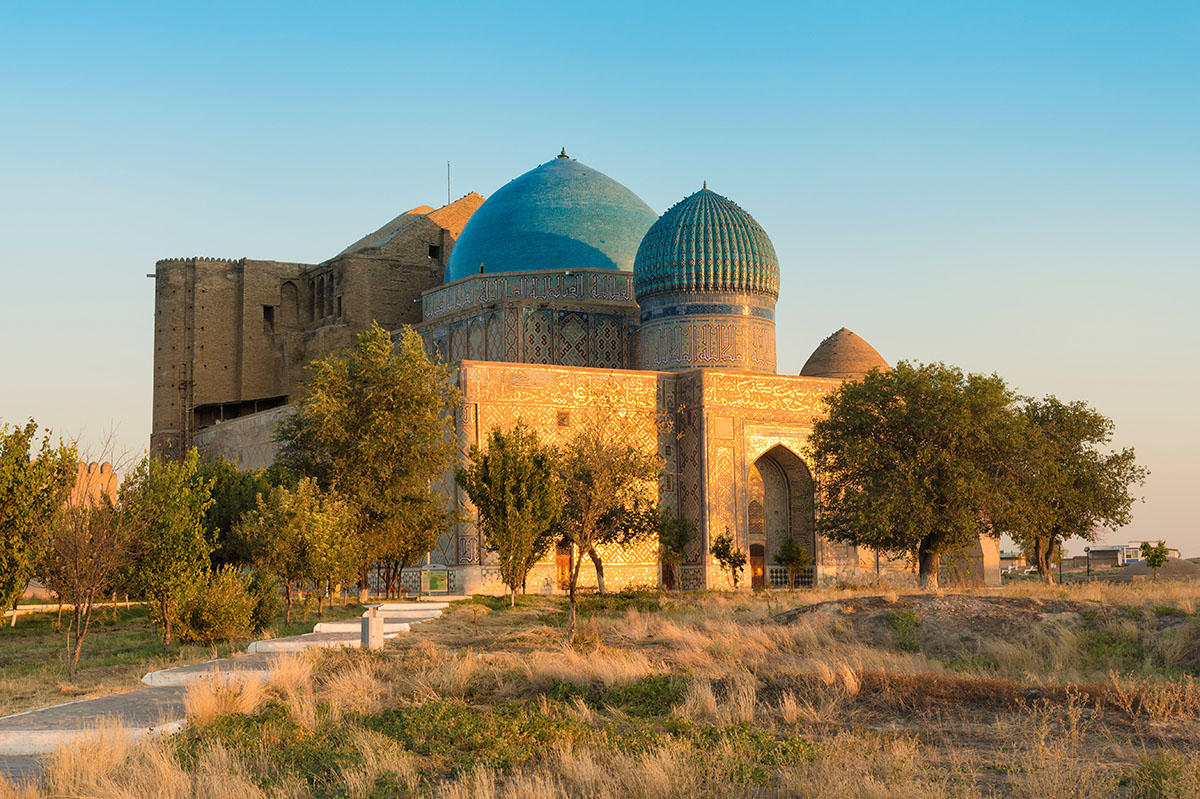 Photo: Mausoleum, Turkistan, Unesco World Heritage @ Khodja Ahmet Yasawi, AdobeStock